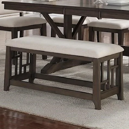 Upholstered Dining Bench with Grid Design